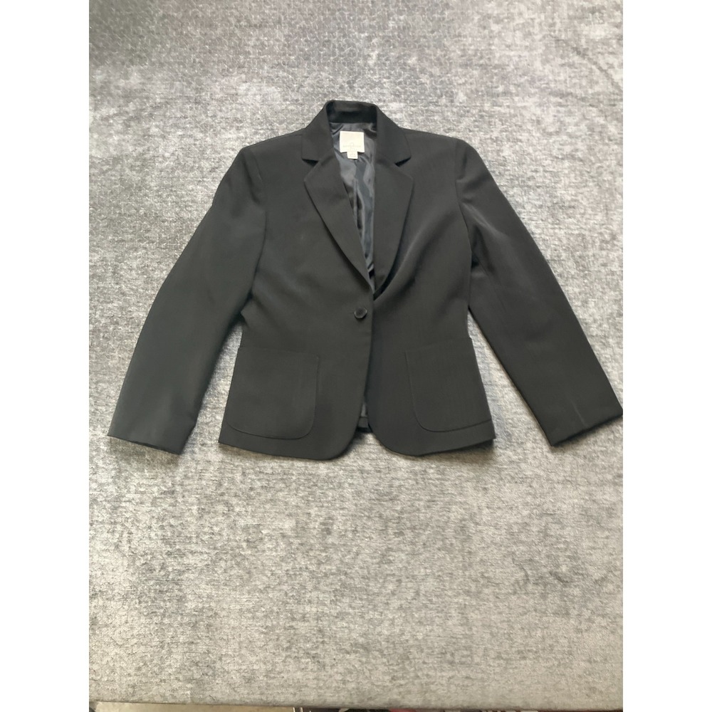 Anne Klein Suits Blazer Jacket‎ Womens 2 Black Lined Single Breasted Notch Lapel